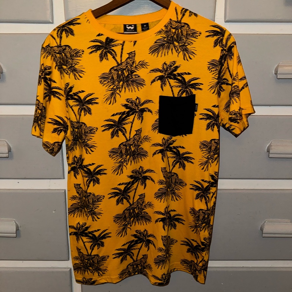 Orange Short Sleeve Tee with Tropical Design